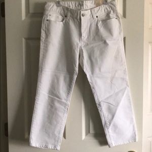 NWT white denim crop pants